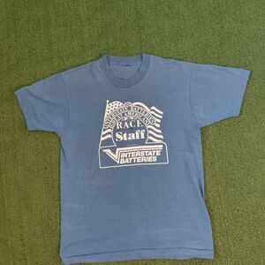 VINTAGE 1989 Interstate Batteries Great American Race Staff T Shirt Size Large